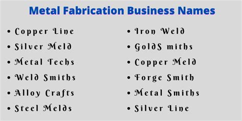 cool metal fabrication business names|unique metal fabrication names.